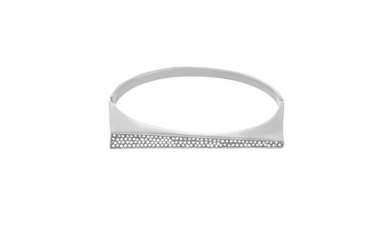 Stainless Steel Graduated CZ Bar Bangle