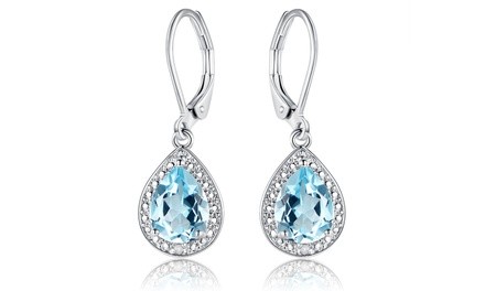 Genuine Blue Topaz & Diamond Accent Teardrop Earrings by GEMBASSY