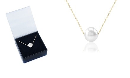 14K Gold Plated Genuine Pearl Pendant with Gift Box By Gemma Luna 