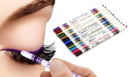 Professional Vivid Multi-Color Eye and Lip Liner Pencil Set (12- or 24-Piece)