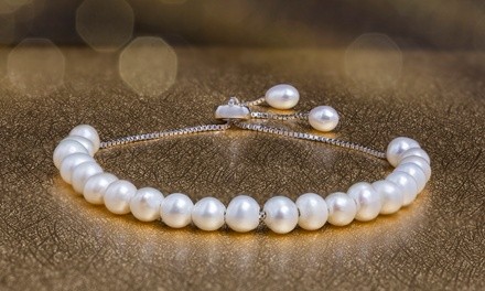 Nina & Grace Cultured Freshwater Pearl Bracelet in Sterling Silver