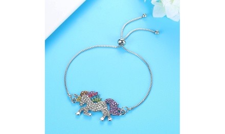 Multi-Colored Crystal Unicorn Adjustable Bracelet made with Swarovski Elements