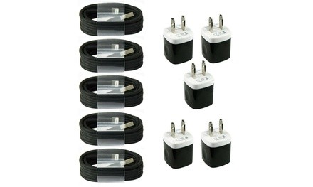 5x Charging Kits 8-pin Cords Wall / Home Chargers for iPhone 11 x 8 7 6 5