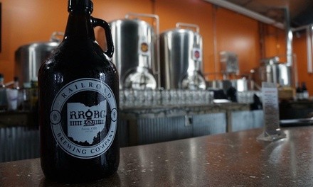 Pint with Four-Pack of 16oz Cans and Growler for One or Two at Railroad Brewing Company (Up to 27% Off)