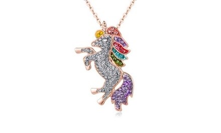 Unicorn Pendant Children's Day Color Pony Necklace 925 Silver Jewelry