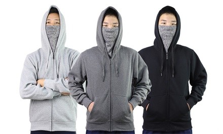 LeeHanTon Men's Hoodie with Built-in Face Cover (S-2XL)