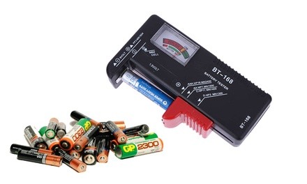 Universal Battery Tester (AAA, AA, C, D, 9V, and Button Cell Batteries)