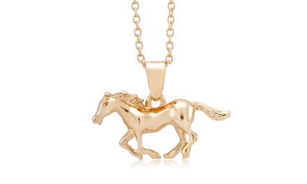 Yellow Gold Horse Drop Necklace