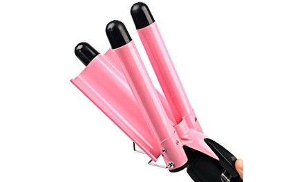 Ceramic Triple Barrel Curling Iron with LCD Display