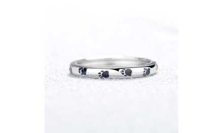 Sterling Silver Paw Print Band 