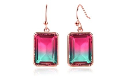 Lab-Created Watermelon Tourmaline Drop Earrings By Gembassy