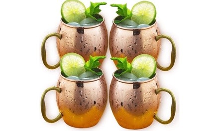 Estilo Handcrafted Solid Copper Moscow Mule Mugs, 20-ounce - Set of 4