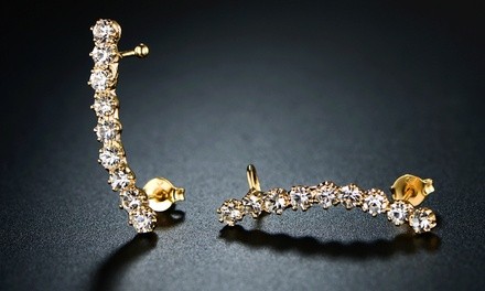 18k Gold Crawler Earring Made With Swarovski Crystal