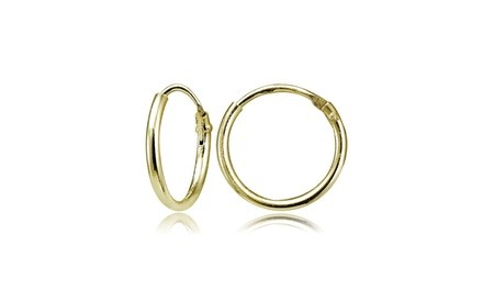 Sterling Silver High Polished 10mm Endless Tiny Hoop Earrings