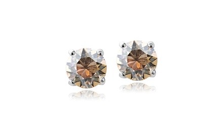 Golden Shadow November Birthstone Stud Earrings Made w/ Swarovski Crystals