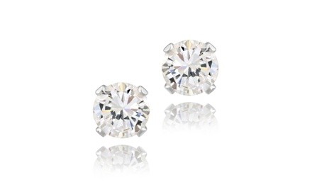 Sterling Silver 1ct CZ Stud Earrings, 5mm