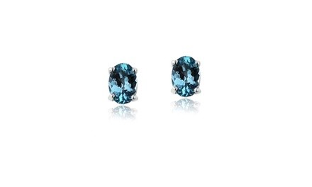 Sterling Silver 3/5ct London Blue Topaz Oval Stud Earrings