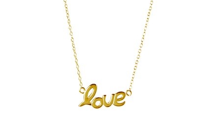 18k gold plated Sterling Silver Love Pendant Necklace