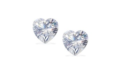 Sterling Silver 2.0 ctw Heart-Cut CZ Stud Earrings by Lexi Li