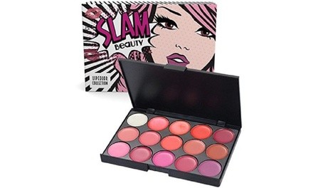 SLAM Beauty Highly Pigmented Cosmetic Lipstick Palette Kit - 15 Color 