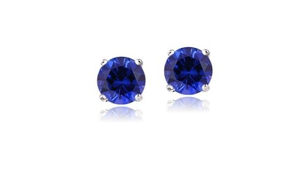 Sapphire Stud Earrings in Sterling Silver