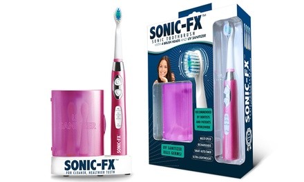 Sonic-FX Toothbrush with 4 Brush Heads and UV Sanitizer-Multiple colors