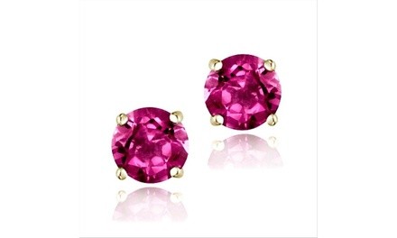 Ruby 6mm Solitaire Stud Earrings in Gold Flash Sterling Silver