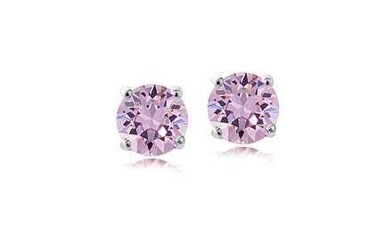 Alexandrite June Birthstone Round Stud Earrings Made with Swarovski Crystals