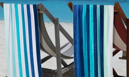 Oversized Absorbent Coastal Blue Egyptian Cotton Beach Towel Set (2-Piece)