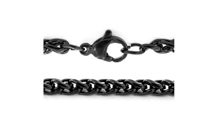 Black Plated Stainless Steel 24-inch Spiga Chain Necklace