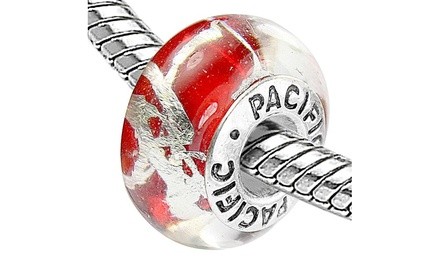 Sterling Silver 'Really Red' Murano Style Glass Bead