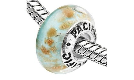 Sterling Silver 'Cottage in Maine' Murano-style Glass Bead