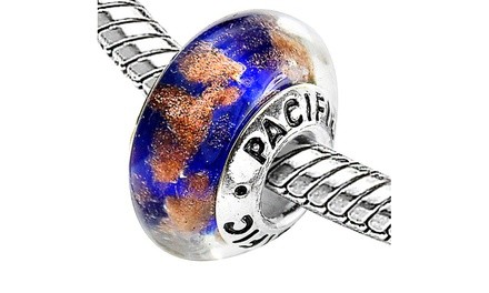 Sterling Silver 'Sandy Beach' Murano-style Glass Bead