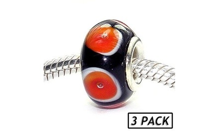 Silver Plated 'Orange Julius' Coastal Collection Glass Beads (Set of 3)