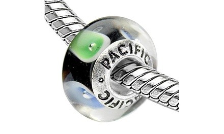 Sterling Silver 'Turquoise and Caicos' Murano-style Glass Bead