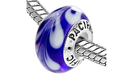 Sterling Silver 'Tsunami' Murano-style Glass Bead