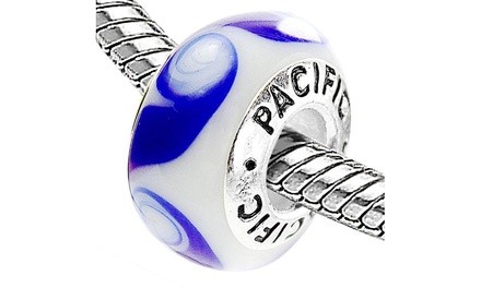 Sterling Silver 'Jolla Blue' Murano-style Glass Bead