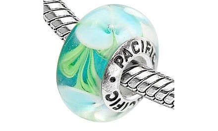 Sterling Silver 'Flower Garden' Murano-style Glass Bead