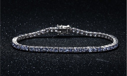 7.00 CTTW Tanzanite Round Cut Tennis Bracelet in 18k White Gold