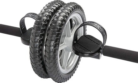 Ab Wheel with Foot Straps, Dual, Extended Hand Grips