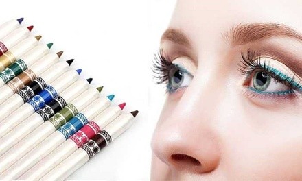 Professional Cosmetic Vivid-Colored Eyeliner Pencils (12-Pack)