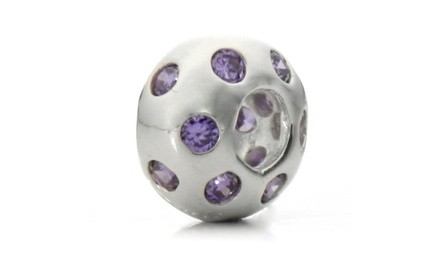 Silver Plated Purple Crystal 'Disco Night' Pacific Bead