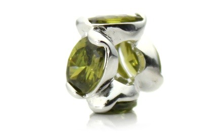 Silver Plated 'Bling' Decorative Green Crystal Bead