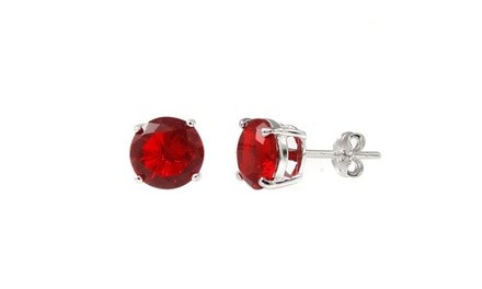 2.00 CTTW Ruby Sterling Silver Stud Earrings