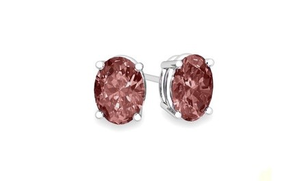 2.00 CTTW Oval Cut Genuine Garnet  Studs