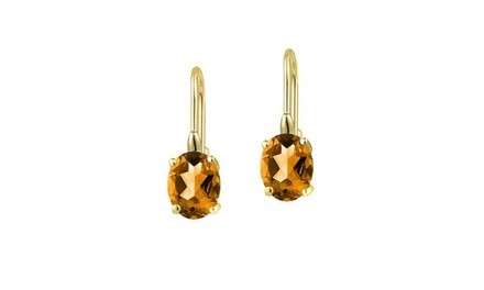 2.00 CTTW Genuine Citrine Oval Leverback Earrings in 18k Yellow gold