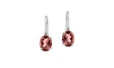 2.00 CTTW Genuine Garnet Oval Leverback Earrings in 18k white gold 