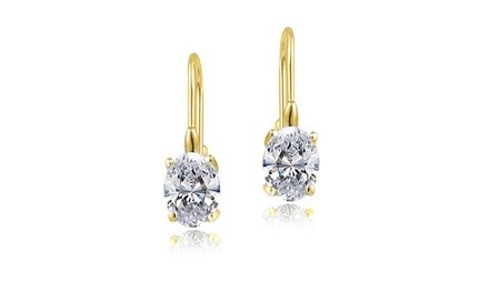 2.00 CTTW Genuine White Topaz Leverback Earrings in 18k Yellow gold