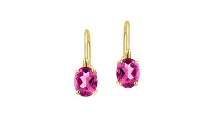 2.00 CTTW Genuine Pink Sapphire Leverback Earrings in 18k Yellow gold