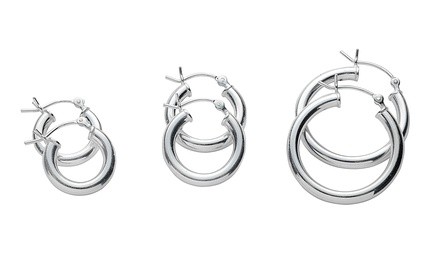 3 Pack Italian Hoop Earrings in sterling silver